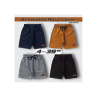 Kit C/ 4 Bermudas Para Menino - Moletinho de Algodão - Kit Sortido Com 4 Cores Variadas