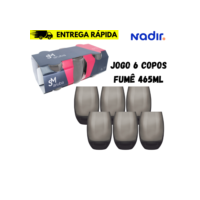 Jogo De Copos De Vidro Com 6 peças Fumê 465ml - Aruba Nadir