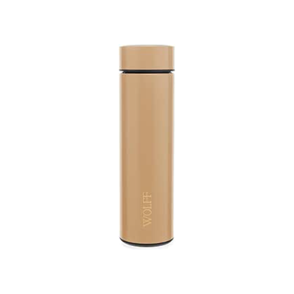 WOLFF Garrafa Térmica de Aço Inox com Termômetro em LED Nude 500ml - Enxoval - Organização - Cozinha - Infusor de Chá - Eletroportáteis - Utilidades Domésticas-Conserva Bebidas Quentes e Frias