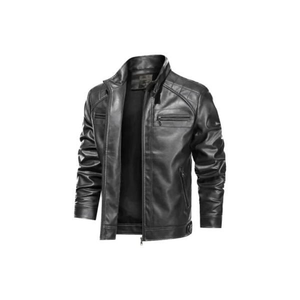 Casaco Couro Masculina Forrada Slim