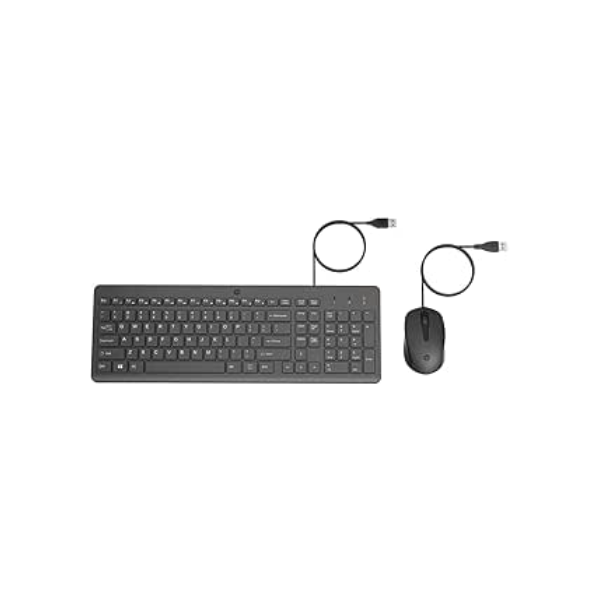 Combo de Teclado e Mouse USB HP 150 - Plug and Play, com Digitação Silenciosa, Confortável e Precisa, Mouse com DPI de 1600, Layout ABNT2, Preto (240J7AA)