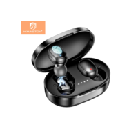 H'maston Rs-27 Fone De Ouvido Bluetooth 5.3 Sem Fio Fone Tws Duplo Com Microfone Luz Led Preto