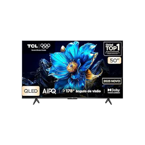 Smart TV TCL 50 Polegadas QLED 4K P7K WiFi Bluetooth Google TV HDR10+ Dolby Atmos Dolby Vision 50P7K