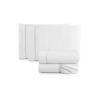 Jogo de Cama Casal Queen Percal 400 Fios Ponto Palito 04 Peças, Antiácaro, Não faz bolinha Toque Extra Macio (branco)