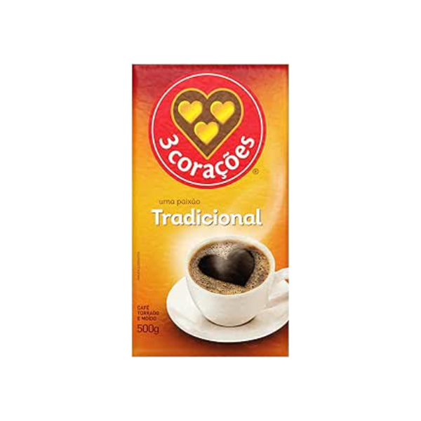 3 Corações Café Torrado e Moído Tradicional, 500g vácuo