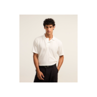 Camisa Polo Regular com Vista Oculta e Textura Branco