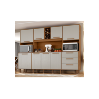 Kit de Armários para Cozinha Mdp 8 Portas 3 Gavetas Apollo Cinamomo/Areia