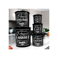 Kit Mantimentos Jogo 5 peças Redondo de plástico  Armazenamento de alimentos