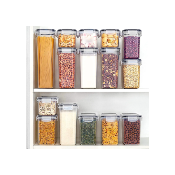 Kit 15 Recipientes Organizadores Herméticos - Antivazamento e Empilháveis | Cozinha, Alimentos e Marmita