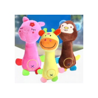 Brinquedos De Pelúcia Pet Para Cães E Gatos Happy Day Apito Cor Amarela Desenho Girafa