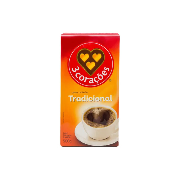 Café torrado e moído tradicional a vácuo 500g 3 Corações