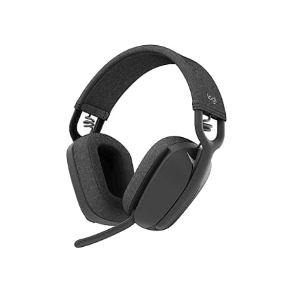 Headset Sem Fio Logitech Zone Vibe 100 Com Microfone Flip- to-Mute Com Cancelamento de Ruído, Conexão Bluetooth, Até 20h de Bateria, Design Leve e Confortável - Grafite