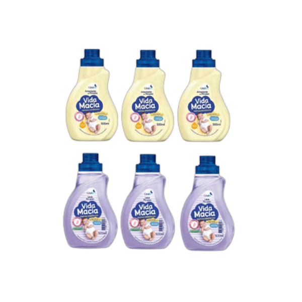 Kit Vida Macia: 3 Lava Roupas + 3 Amaciantes Camomila - 500ml/cada