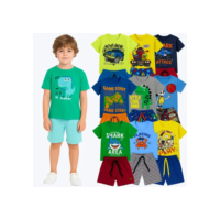 Kit 6 Peças Conjunto Infantil Verão Menino 3 Blusas+3 Shorts