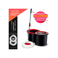 Mop Giratorio Com cabo de 140 cm Cesto Em Inox Balde Centrífuga E Rodinhas - Com 2 Refil