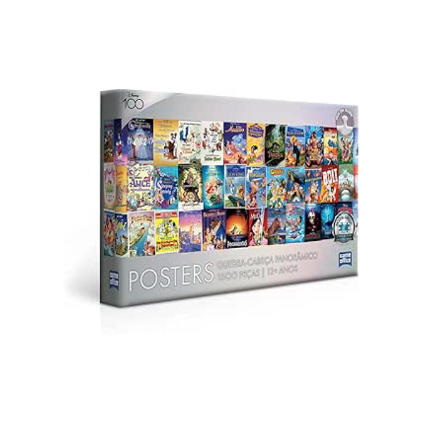 Disney 100 Anos: Posters - Quebra-cabeça - 1500 peças panorâmico - Toyster Brinquedos