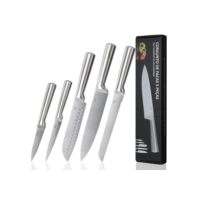 LUMAI Conjunto de 5 Facas Profissionais em Aço Inoxidável 3CR13, Kit Completo com Lâminas Afiadas e Duráveis, Ideal para Cortes Precisos em Carnes, Legumes e Frutas, Design Ergonômico e Seguro