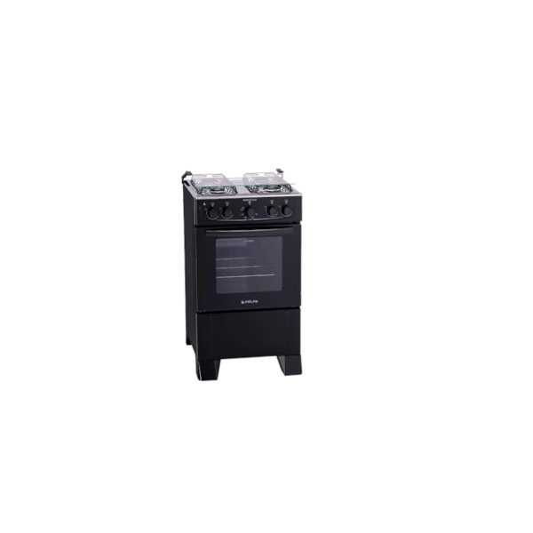 Fogão 4 bocas Atlas Mônaco Plus Preto com Acendimento Automático e Mesa Inox