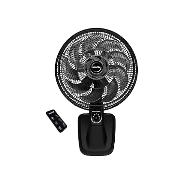 Ventilador de Parede Mallory Smart Control – Controle Remoto, Oscilação Direcionada, Potência de 140W, Sistema Smart Swing, Hélice de 15 Pás – Preto/Grafite - 127V