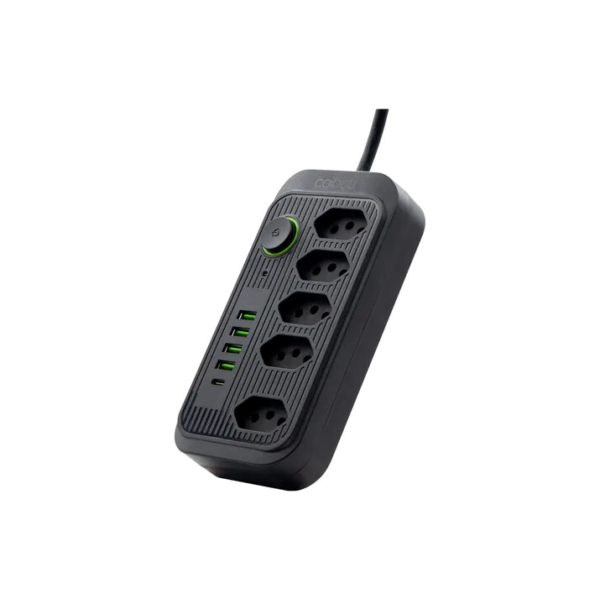 Extensão 5 Tomadas E 4 Usb 1 Pd Led Bivolt Power 110v/220v