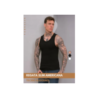 Regata Masculina Americana Slim Algodão Lisa Canelada