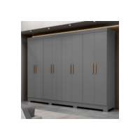 Guarda Roupa Casal 8 Portas 4 Gavetas com Pés Paris Espresso Móveis Cinza