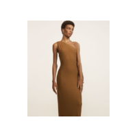Vestido Um Ombro Só em Viscose Texturizado Marrom