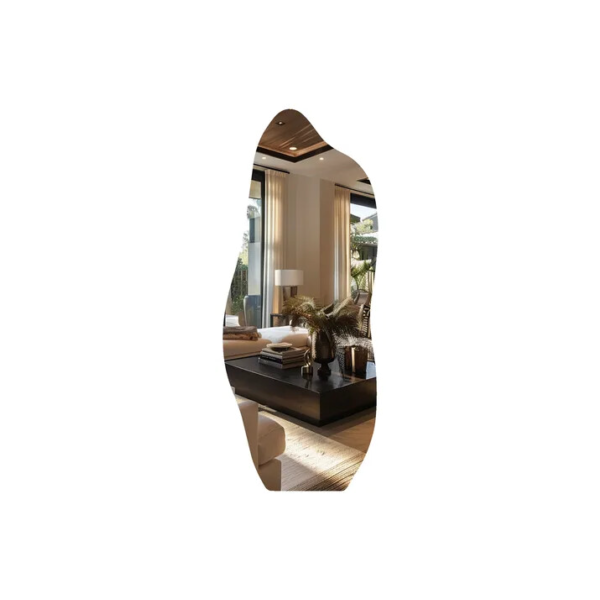 Espelho Orgânico 170x70 Grande Moderno Lapidado Moldura Com Suporte