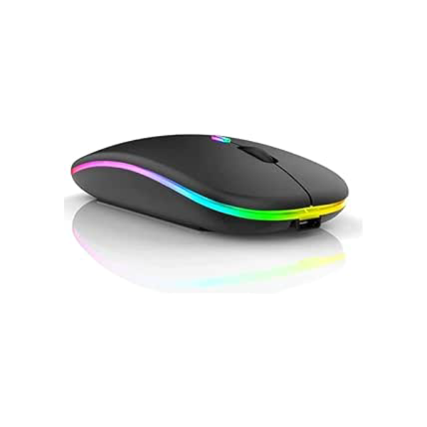 Mouse Sem Fio Recarregável Wireless Bluetooth Optico Led Rgb Colorido Ergonômico Usb 2.4 Ghz Notebook Computador Pc Desktop Linha Premium