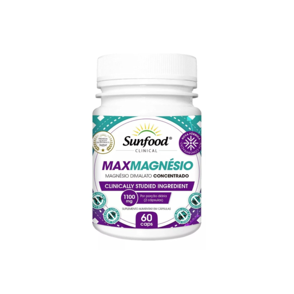 Maxmagnésio Magnésio Dimalato Concentrado 1100mg 60 caps Sunfood Clinical