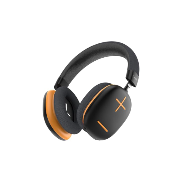 Basike Fones De Ouvido Sem Fio, Headphone Bluetooth on-ear com Microfone, Até 50 Horas de Música, HQ182B (Laranja Preto)