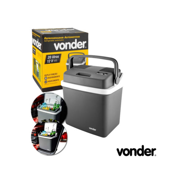Geladeira Portátil Vonder 20 Litros 12V Resfria Aquece Carro Caminhão Cooler Elétrico Viagem