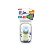 Lillo Kit De Chupeta 100% Silicone Calming Brilha No Escuro Bico Simétrico 0 A 6 Meses - Azul