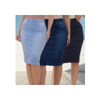 Kit 3 Saia Jean Cintura Alta Feminina Midi Evangelica