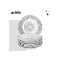 Conjunto com 6 Pratos Fundos Egípcios de Vidro 21,5cm – Design em Alto Relevo, Sofisticado e Moderno