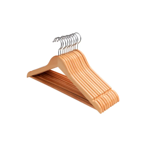 10 Un Cabide De Madeira Marfim Gancho Cromado