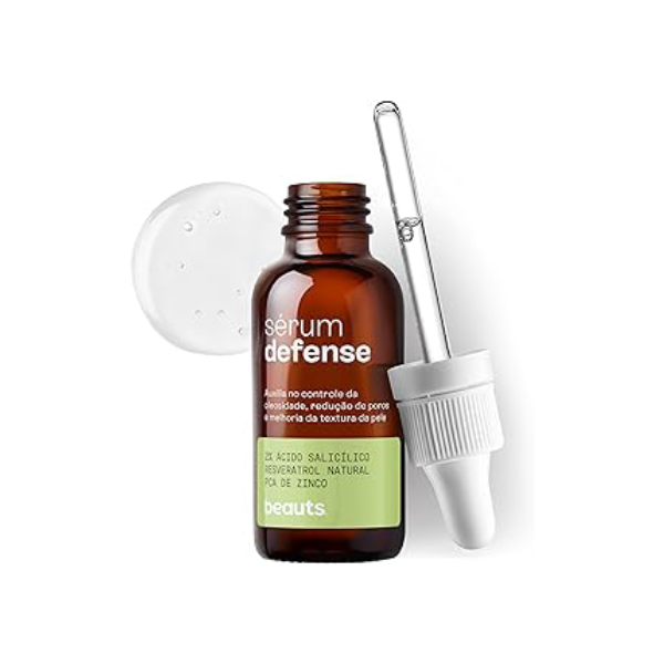 Serum Antiacne Ácido Salicílico 2% - Reduz a Oleosidade da Pele, Antiacne e Poros Dilatados - Com Resveratrol e Zinco PCA - Textura Aqua Gel - Vegano, 30g, Beauts
