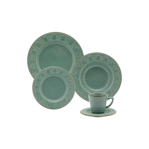 Aparelho de Jantar E Chá 20 Pçs Mendi Malaquita Oxford cor Verde