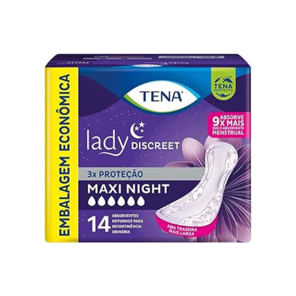 Absorvente Para Incontinência Urinária Lady Discreet Maxi Night 14 Unidades, Tena