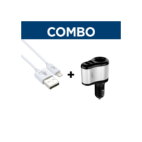 COMBO - Cabo Carregamento 1M, ELG, USB para Lightning + Carregador Veicular Universal, ELG, 2 Portas USB + 1 Porta 12V