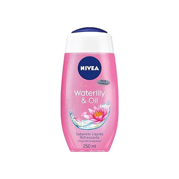 NIVEA Sabonete Líquido Waterlily & Oil 250ml - Refrescante com fragrância de lírio d’água e óleo, fórmula 100% biodegradável, sensação de pele macia, fresca e bem cuidada