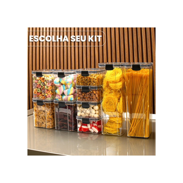 Monte seu Kit Pote Hermético para Mantimentos de Cozinha Dispensa Armário Plástico