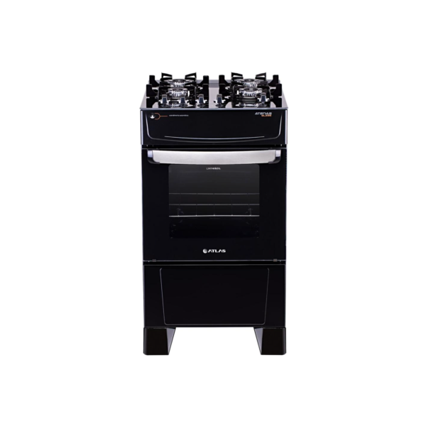 Fogão Atlas 4 Bocas preto Atenas Glass com Acendimento automático - Bivolt