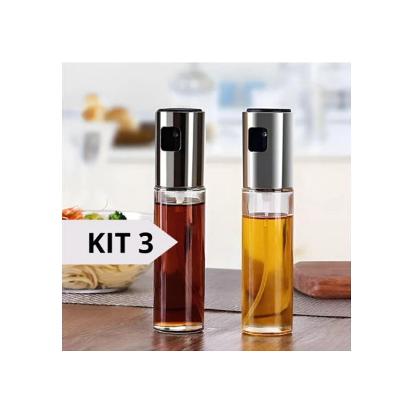 KIT até 3 Galheteiro Spray de Cozinha Azeite Vinagre 100ml Vidro Premium