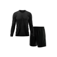 Kit Calção Short Futebol Basquete Preto + Manga Longa Masculina Segunda Pele Dry - Preto