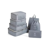Kit Organizador de Malas para Viagem 7 Peças Conjunto Organizador Completo Bolsas Necessaire Sapatos Maquiagem Roupas Bagagem Organizada (Cinza)