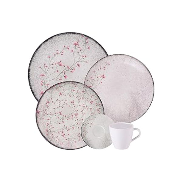 Aparelho de Jantar Tramontina Floralis em Porcelana Decorada 20 Peças