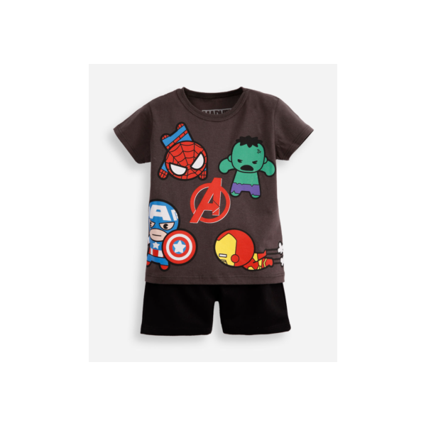 conjunto infantil curto os vingadores cinza