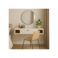 Penteadeira Suspensa com Portas e Nichos – Design Moderno e Tampo Amplo para Quarto ou Closet (Off White/Nature)