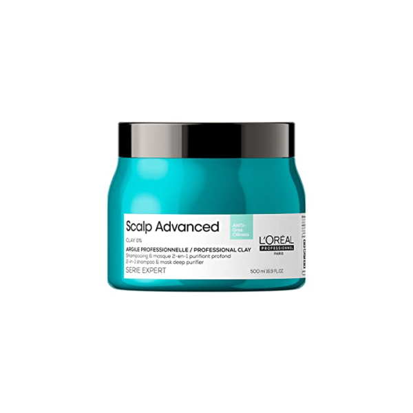 L'Oréal Professionnel Argila Purificante 2 em 1 Deep Purifier, Para Cabelos Oleosos, Cabelos Mais Leves e Volumosos, Purifica o Couro Cabeludo, Sensação de Frescos e Limpeza, 500ml